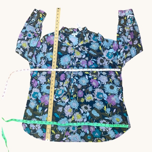 Talbots Blouse Floral Cotton Black Pink Blue Multi (2X) NWT - Picture 3 of 4